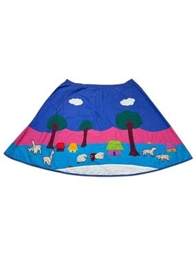 Vintage Southern Image XXXL Folk Art A-Line Spanish landscape Skirt (bin JJ)